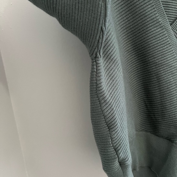 Lulu’s Cuddlesome Sage Green Surplice Ribbed Knit Sweater - Picture 6 of 9